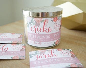 Thank You for Hosting My Bridal Shower Custom Candle Label (Petal Pink & Blush) - Hostess Gift