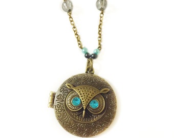 Mark of Athena Owl Locket Necklace, Percy Annabeth Chase inspired, Greek Mythology, Geeky, Trendy Animal Jewelry, Statement Necklace
