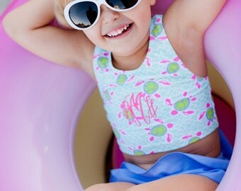 Monogrammed Bathing suit, Girls Swim Suit