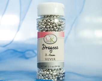 3-4mm Silver Dragees by CK Products 2.1oz Cake Candy Cookie Cake Pop Decorations
