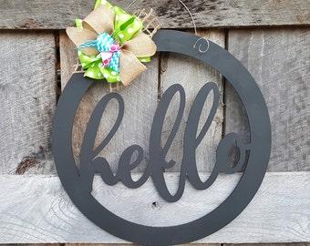 Hello Door Hanger - Hello Wreath - Gift for Mom - Teacher Gift - Classroom Door Hanger - Housewarming Gift - Birthday Gift