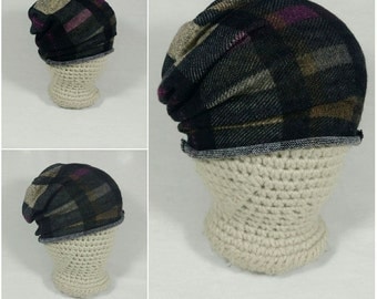 Newborn Slouch Hat-- Newborn Plaid Hat-- Newborn Beanie