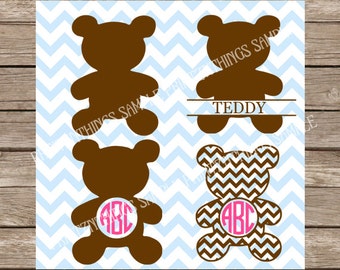 Teddy Bear svg Monogram svg Chevron Teddy Bear svg Cute svg files cutting file cut file DXF cricut silhouette cameo heat transfer