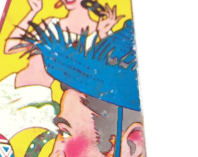 Vintage US Metal Toy Tin Litho Singing Dancing Carmen Miranda Party Noisemaker Kitschy Maracas souvenir Carnivale