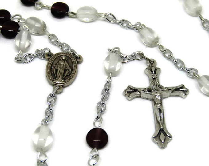 Amethyst Rosary, Amethyst and Crystal Miraculous Miracle Rosary - Baptism Gift, Spiritual Jewelry, First Communion Gift, Confirmation Gift