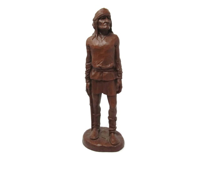 Native American Indian Figurine, Large Indian Figurine, Red Mill Mfg, Statue, Made with Pecan Nut Shells, USA gift