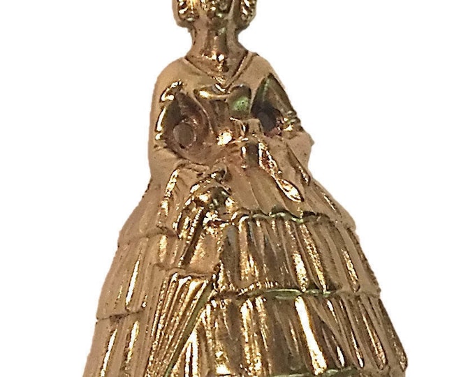 Brass Colonial Woman Bell | Brass Woman Bell | Brass Lady Bell | Antique Brass Bell | Unique Brass Handheld Bell | Vintage Home Decor