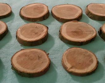 12 Yew Wood DISCS, Coins, Slices, Fairy Garden Pathway, Terrarium, Button Stock, Woodworking, Golf Ball Markers, Taxus baccata