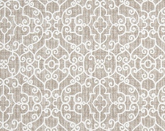 Taupe Gray Tan Contemporary Home Decor Fabric by the Yard Designer Cotton Drapery or Upholstery Fabric Neutral Trellis Geometric Fabric B522