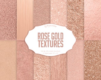 Rose Gold Digital Paper: "Rose Gold Textures" digital gold backgrounds with metallic textures in rose gold tones