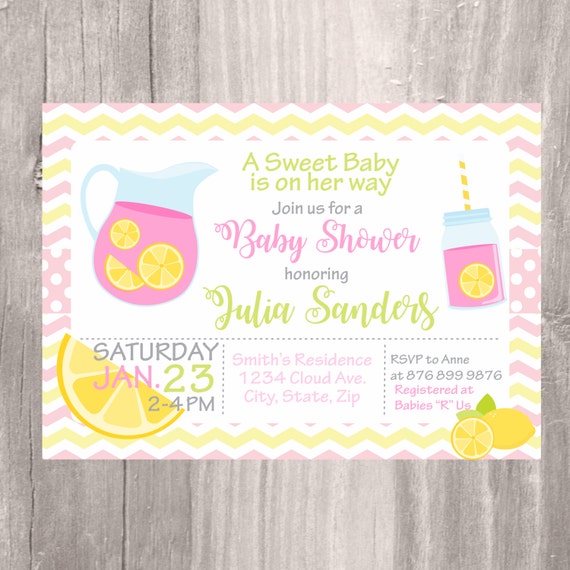 Pink Lemonade Themed Baby Shower Invitations 4
