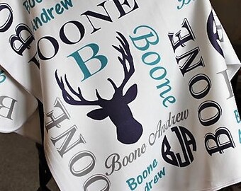 Personalized Baby Blanket ~ Deer Blanket ~ Monogram Blanket ~ Photo Prop ~ Name Blanket