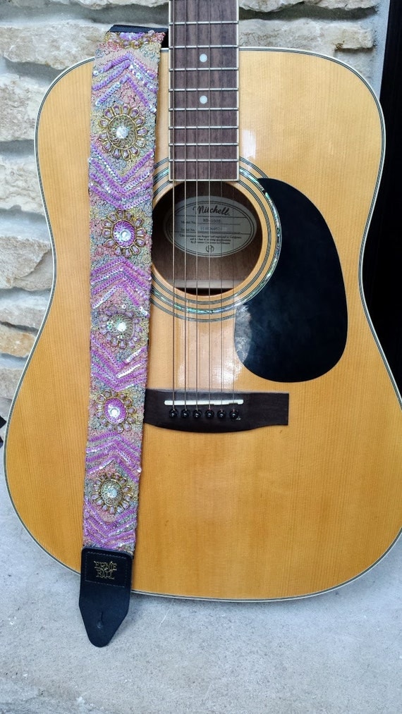 Cotton Candy Beaded Guitar Strap Statement Guitar Strap