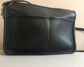 COACH Black Leather Handbag Cross Body # 8667 Made in New York City USA Rare