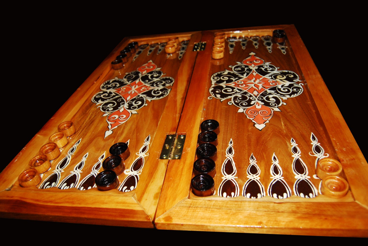Backgammon hand painted arabic ornament wooden backgammon
