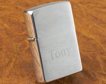 Personalized Brushed Chrome Zippo Lighter - Personalized Zippo Lighter - Silver Lighter - Gift for Him - Dad Gifts - Groomsmen Gifts - GC495