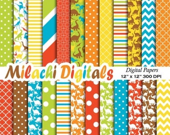 60% OFF SALE Dinosaur digital paper, jurassic scrapbook papers, dinosaurs wallpaper, birthday background - M391