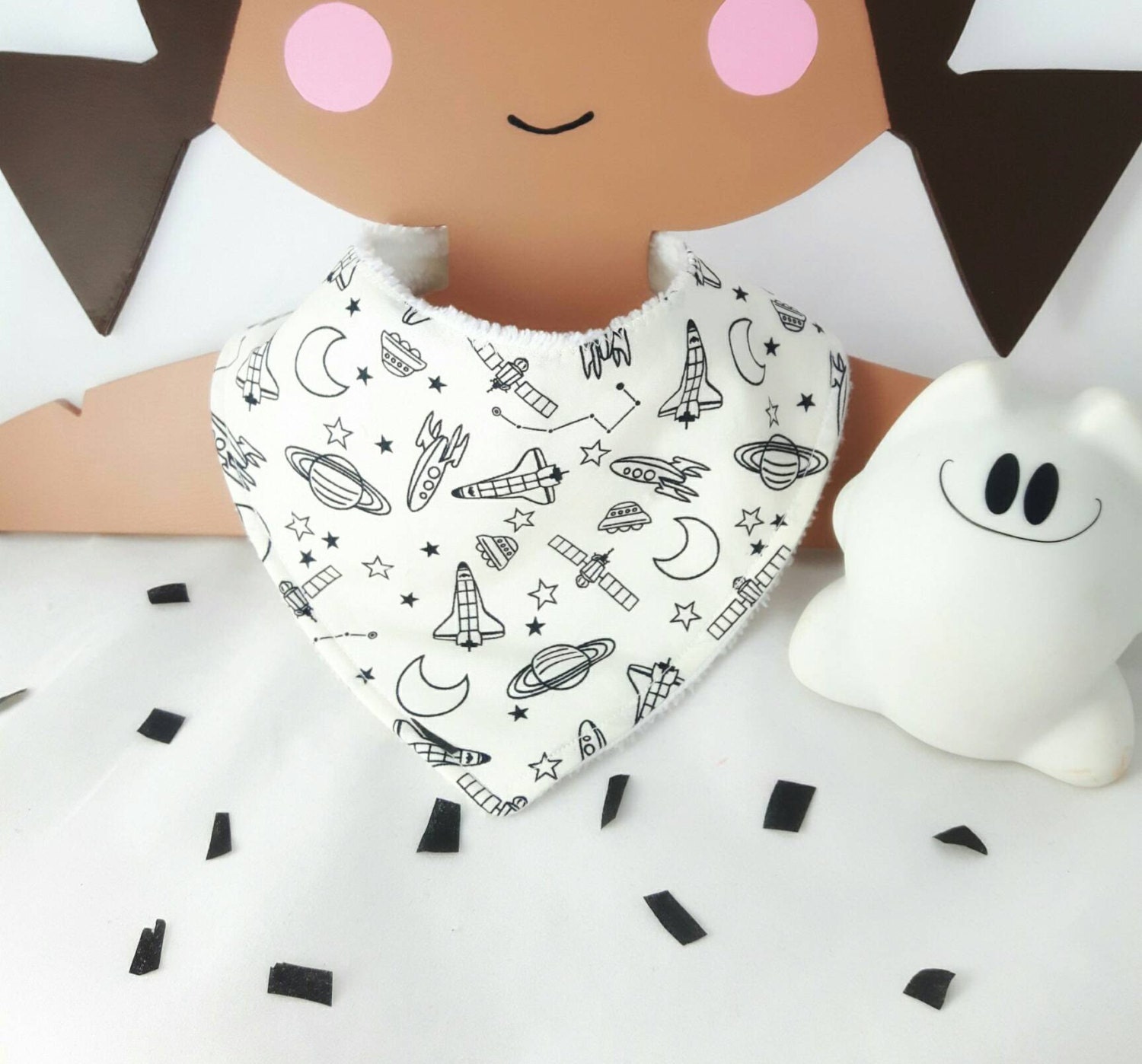 Space baby bib Galaxy bib stars dribble bib monochrome bib