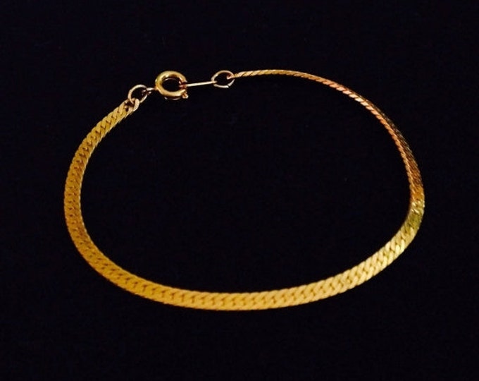 Storewide 25% Off SALE Vintage Gold Tone Interlocked Herringbone Bracelet Featuring Wonderful Slim Design Style