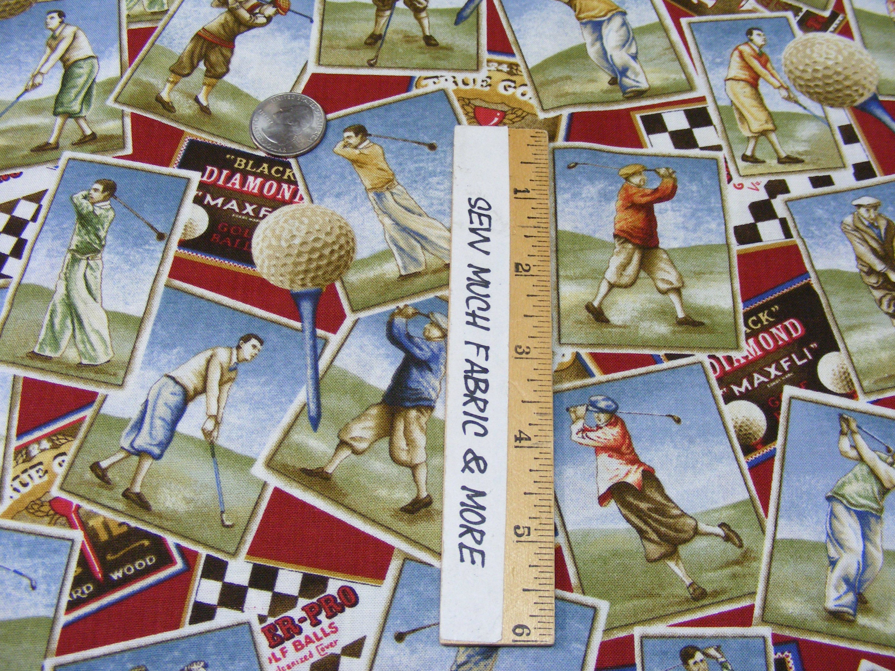 On the Green Retro Golf FabricBy the 1/2 ydgolfingballsteesads