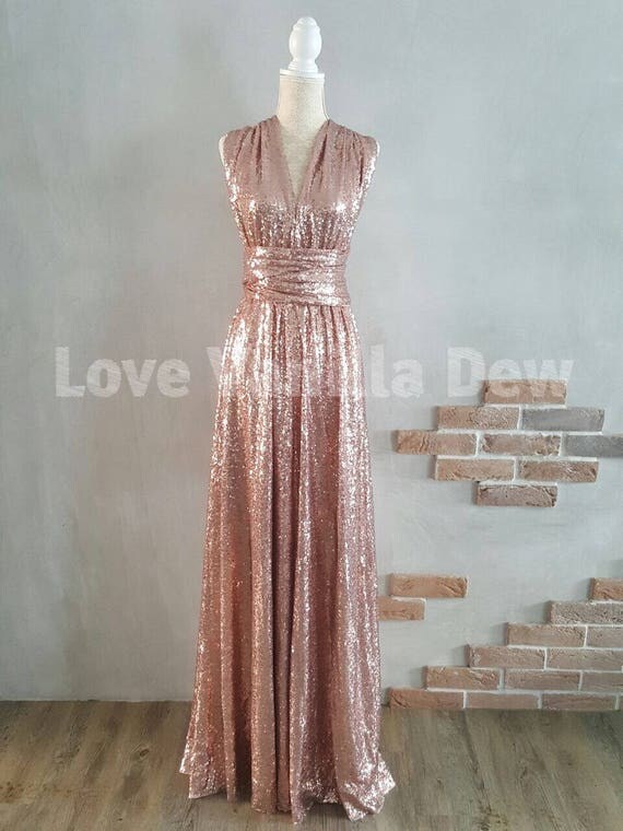 Bridesmaid Dress Infinity Dress Champagne Rose Sequin Floor