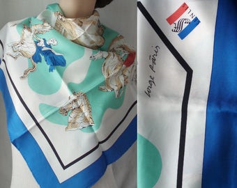 Senlis Twill Silk Scarf Equestrian Greek Roman Statues . Foulard Soie . Head Square .