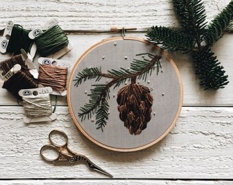 Pine cone embroidery | Etsy