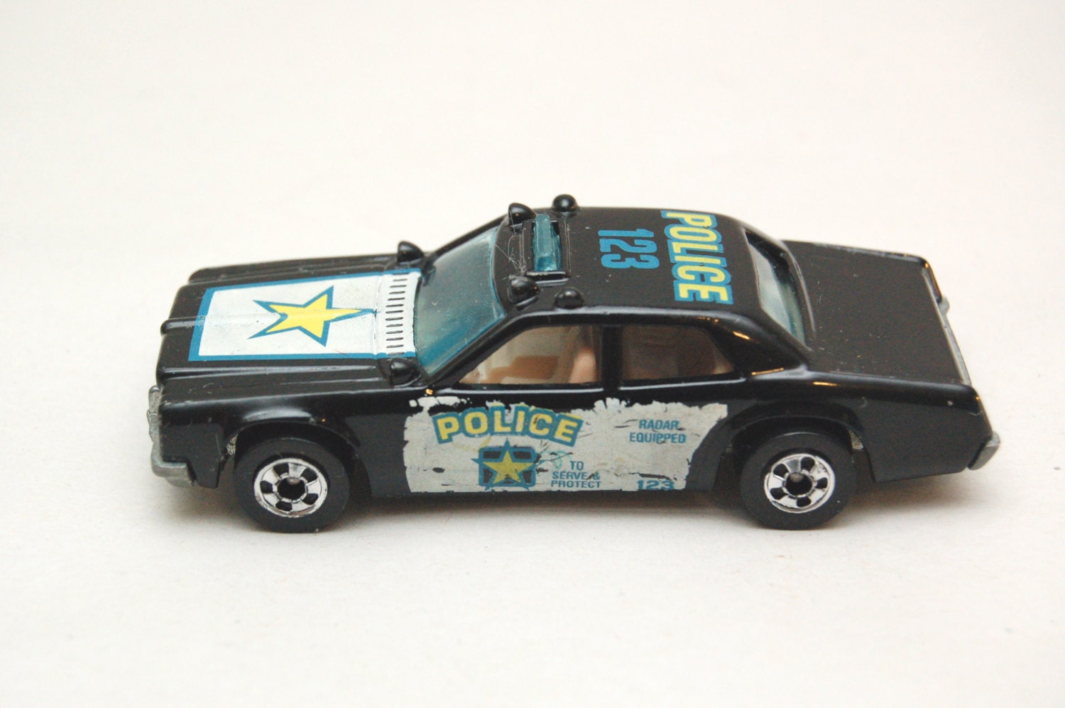 Original Hot Wheels Police Car 1977 Black Wall Tires Mattel