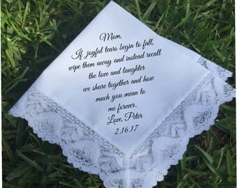 Mother of the Groom gift, Mother of the Bride handkerchief, PRINTED handkerchief, wedding keepsake idea mother of groom handkerchief (H 009)