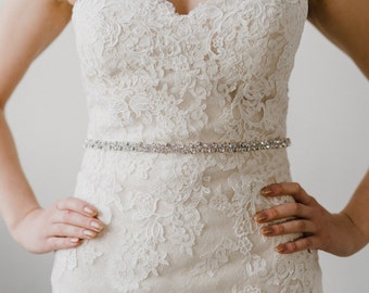 Bridal Belt Sash | Crystal Wedding Sash Belt | Rhinestone Bridal Sash | Wedding Dress Belt | Silver Bridal Sash | Silver Stella Sash