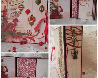 Vintage Style Christmas Scrapbook, "Here's The Story" Christmas Mini Album, Handmade Christmas Scrapbook, Mini Photo Book