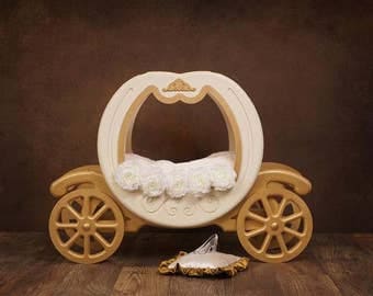 Digital Newborn Backdrop Princess Carriage and Glass Slipper. One of a kind prop!