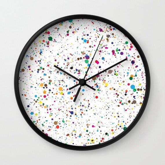 Artistic Wall Clock Splatter Paint Clock Colorful Office Decor