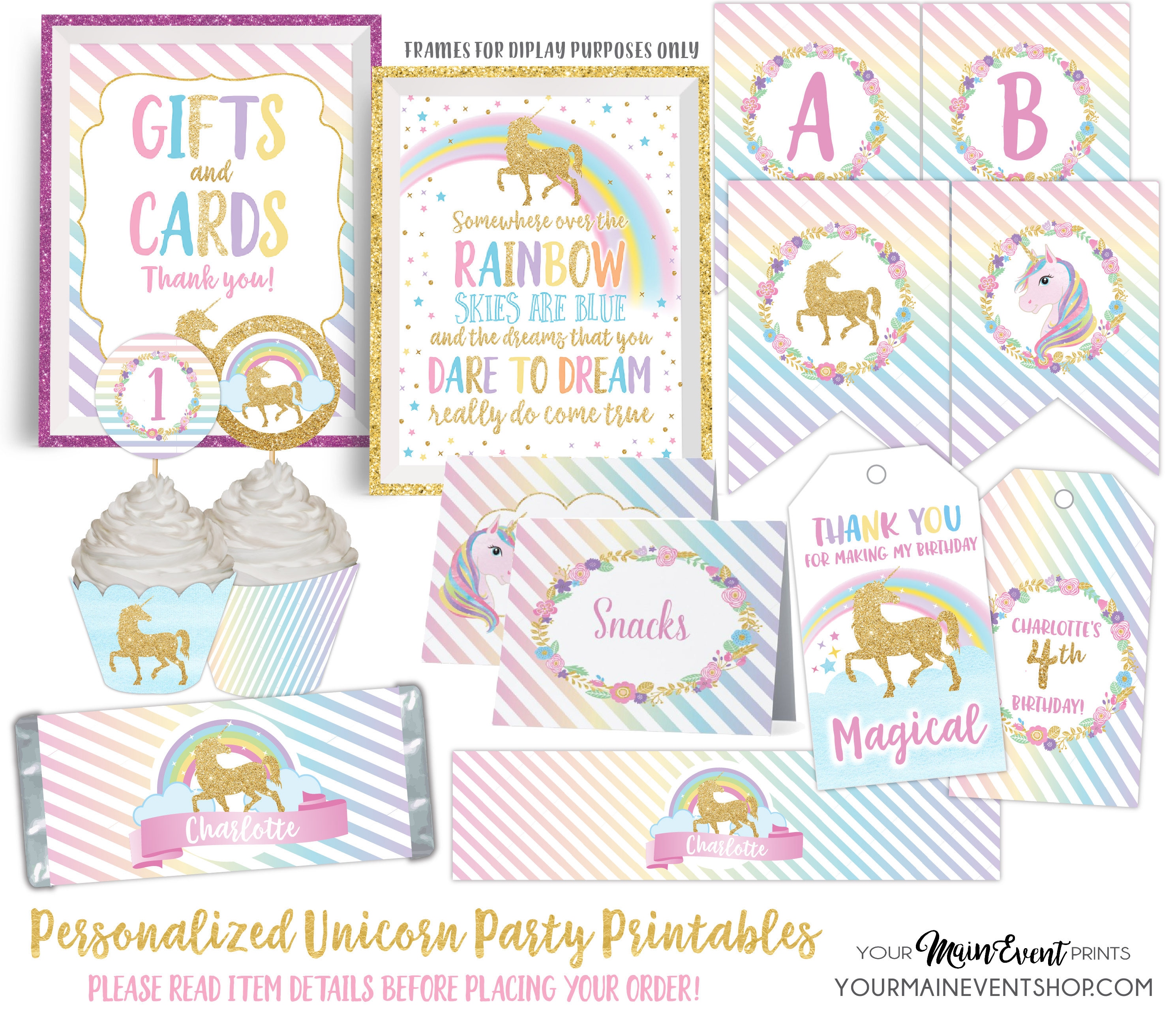 unicorn party printable package unicorn birthday rainbow