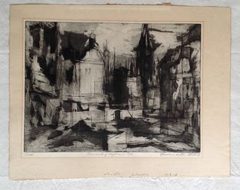 Signed Original Aquatint and Etching by Norman Arthur Bate