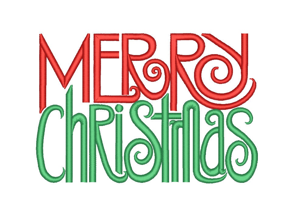 Merry Christmas Embroidery Design Set 1 Text Saying Embroidery