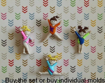 Gymnast Silicone Mold Cake Tool Fondant Chocolate Candy DIY Cupcake Topper Decorations Polymer Clay Craft Gymnastics Embellishment