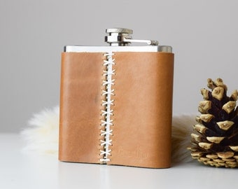 Leather flask, leather hip flask, personalized flask, initials flask, mens leather flask, groomsman flask, leather gift for him