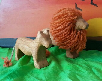 Lion playset, wooden playset, wooden set, wooden lion, lioness