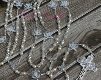 FAST SHIPPING!! Beautiful Silver Wedding Lasso with Pearls and Swarovski, Cristian Wedding Lasso,Pearl Wedding Lasso, Wedding Lasso