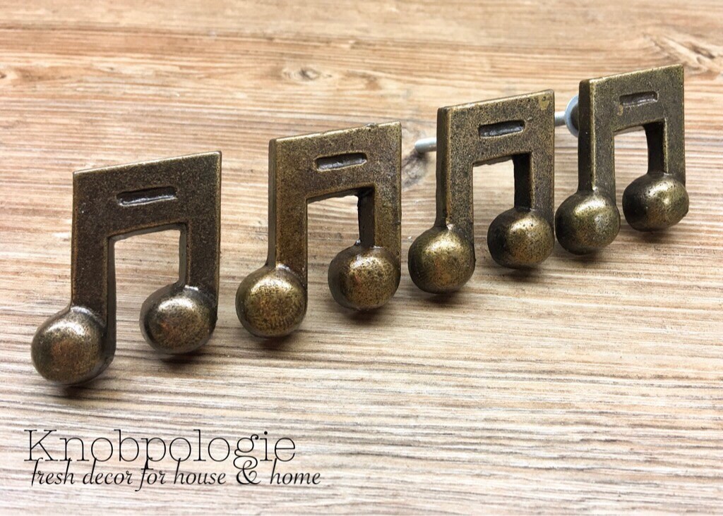 SET OF 10 Music Note Knobs Melody Piano Musician's Antique Bronze