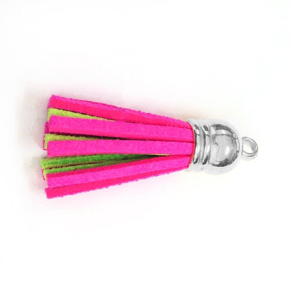 Tassels Small Tassels For Jewelry 10 or 25 Neon Pink and