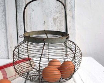 Antique French Wire Vegetable Egg Salad Storage Basket Fil de Fer
