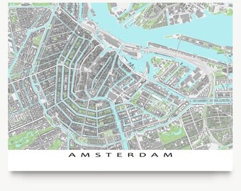 Amsterdam Map, Amsterdam Art Print, City Map, Holland, The Netherlands