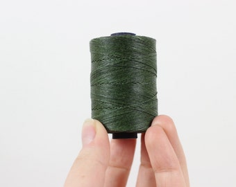Spool of Green Crawford Waxed Linen Thread, 120 yards - 18 gauge 3 ply bookbinding thread - Irish linen thread