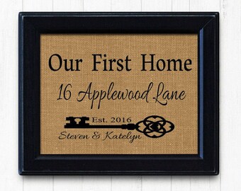 FRAMED House Warming Gift |First Home | Skeleton Key | Our First Home | Personalized Address Sign | New House Gift | New Homeowner