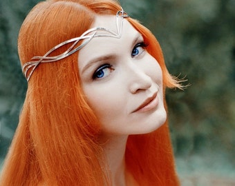 Wedding tiara - Bridal Silver Elf Tiara – elven Silver circlet - Wedding Headpiece - silver diadem - fairy tiara - fantasy wedding Ribiellim