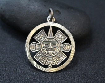 950 Silver Mexican Aztec Mayan Cut Out Tribal Pendant