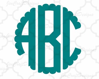 Scalloped Circle Monogram Svg, Font Alphabet, Svg Fonts, Cricut Fonts, Svg Dxf Eps Cricut, Silhouette, Digital Cut Files, Instant Download