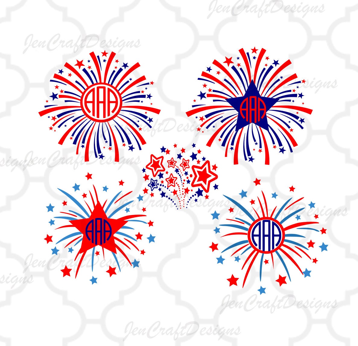 Download Fireworks, monogram, frame, 4th of July, America ...